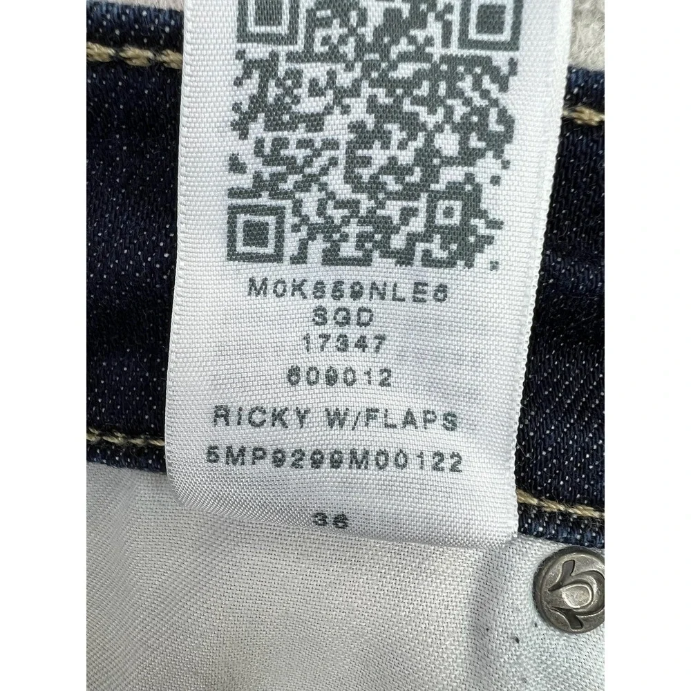 True Religion Ricky Relaxed Straight Jeans Mens 36x26 Blue Stretch Denim USA